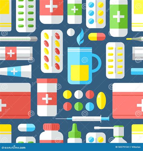 Medicines Seamless Pattern Stock Vector Illustration Of Background