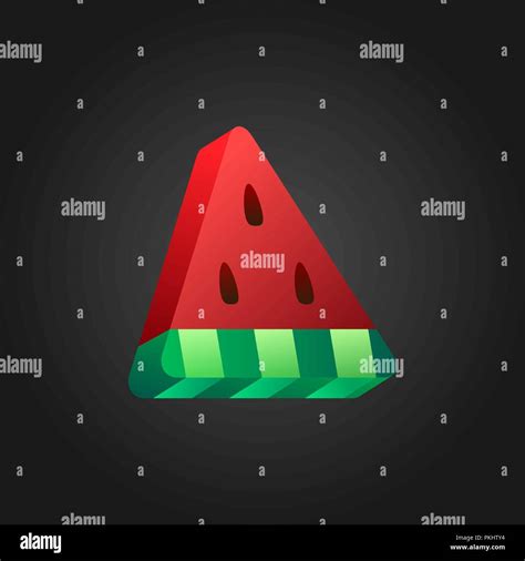 3d Stylized Watermelon Icon On Black Background Isometric Illustration