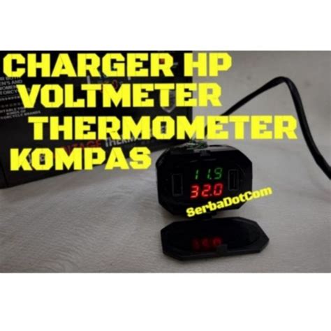 Jual CHARGER HP COLOKAN DOUBLE USB VOLTMETER VOLT METER THERMOMETER