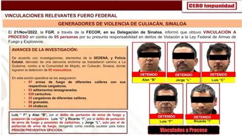 Vinculan A Proceso A Cinco Generadores De Violencia En Culiac N Sspc