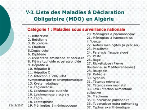 Les maladies à déclaration obligatoire