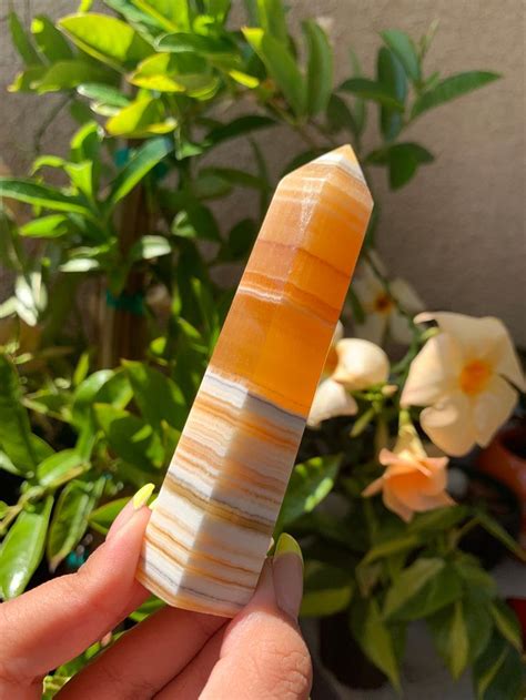 Banded Orange Calcite Tower Juicy Orange Calcite High Etsy In 2024