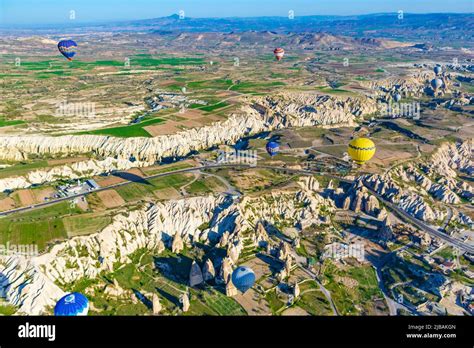 Colorful Hot Air Balloons Over Cappadocia A Semi Arid Region In Central