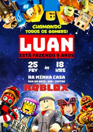 Convite Aniversário Roblox Edite grátis nosso editor online