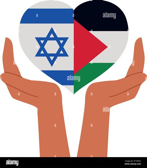 Palestine And Israel Heart With Hands Stock Vector Image Art Alamy