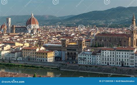 Florence Aerial Cityscape View Timelapse De La Plaza Michelangelo En El