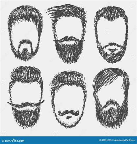 Beards, moustaches set. stock vector. Illustration of barber - 80631665