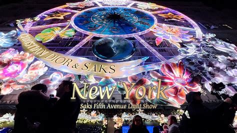 4K NYC Christmas Walk Saks Fifth Avenue Christmas Light Show Windows