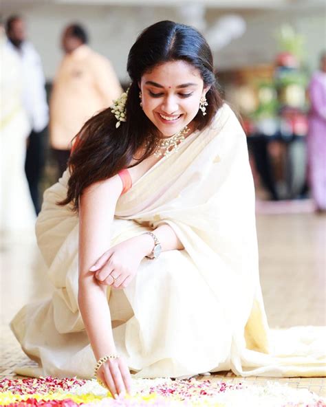 Keerthy Suresh Onam 2022 Photos In Kerala Saree Look 002 Atelier Yuwa