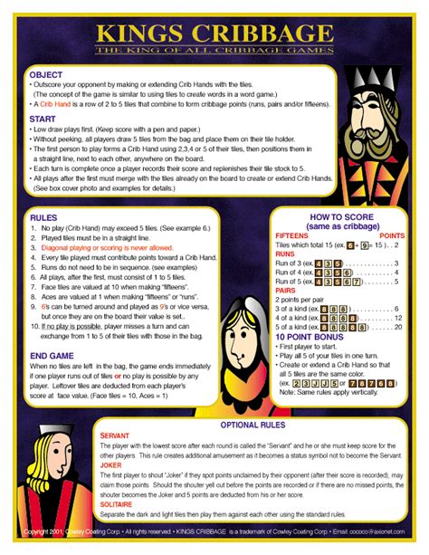 Cribbage Printable Rules