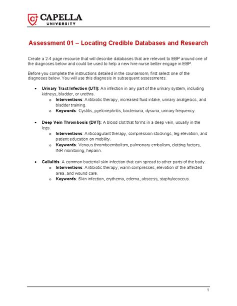 Nurs Fpx4030 Assessment 01 Supplement Locating Credible Databases And