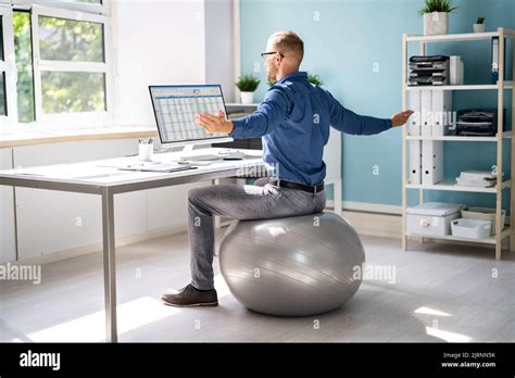 Stretching Office Workout Desk Stretch Exercise At Workplace Stock