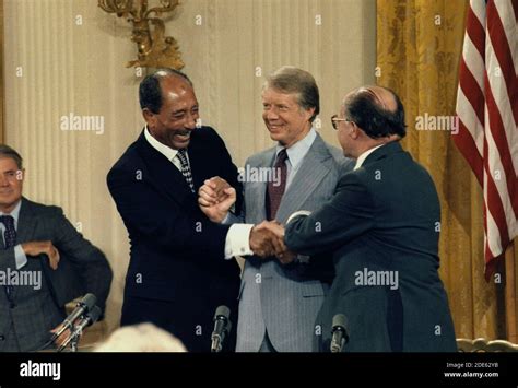 Anwar Sadat Jimmy Carter And Menahem Begin At The Camp David Accords