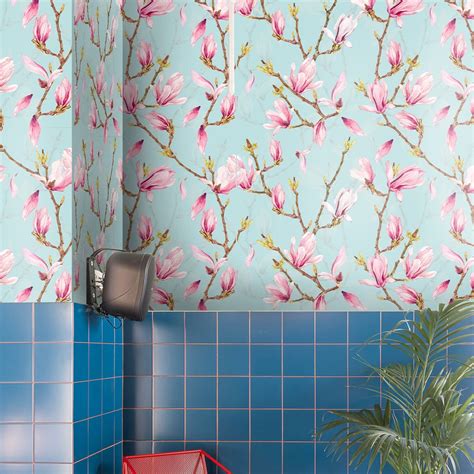 Magnolia Flowers Wallpaper Spring Bloom Wall Art Cherry - Etsy