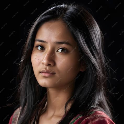 Premium Photo Beautiful Nepali Girl Looking At Camera