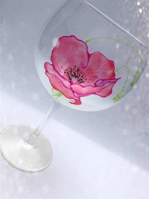 Pair Of Hand Painted Red Poppy Gin Glass Etsy