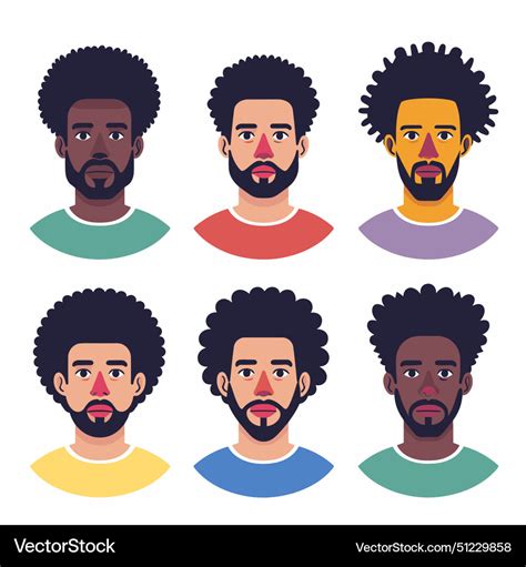 Six African American Male Avatars Display Vector Image