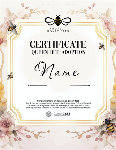 (NEW) Adopt A Bee Certificate - Elegant – The Project Honey Bees