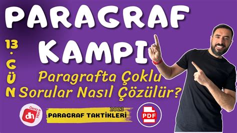 Paragrafta Çoklu Sorular Nasıl Çözülür TAKTİKLERLE PARAGRAF KAMPI