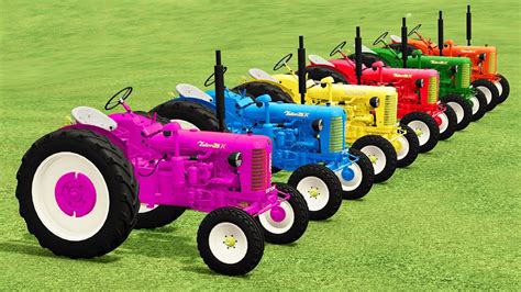 TRANSPORTING SMALL PORSCHE TRACTORS SPREADING LIME With COLORED