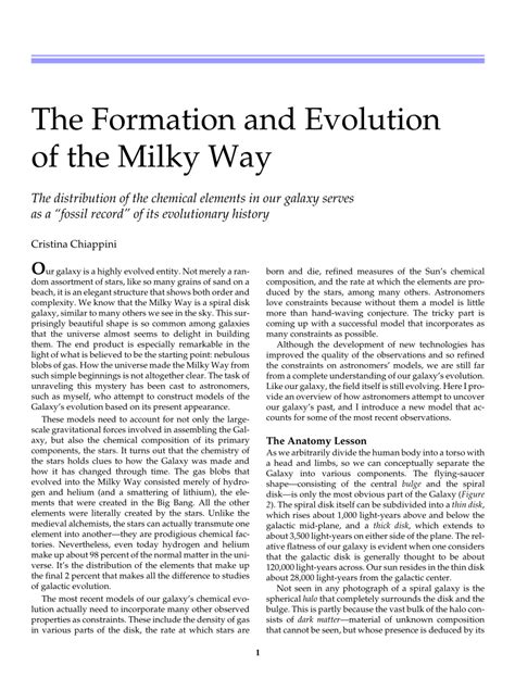 (PDF) The Formation and Evolution of the Milky Way