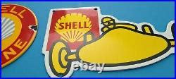 Vintage Shell Gasoline Porcelain Race Car Automobile Service Station