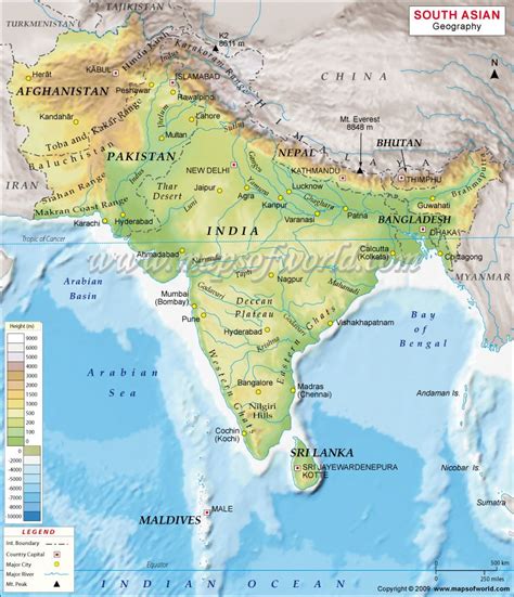 South Asia Physical Features Map