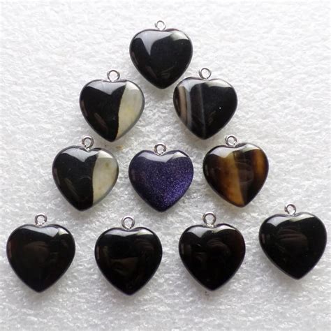 Min Order 10 Mix Free Shipping 10Pcs Beautiful Black Stone Heart