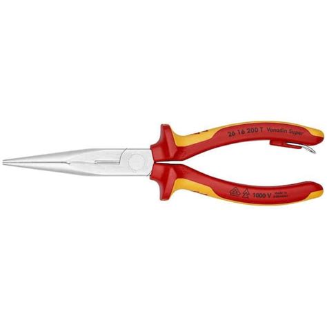 KNIPEX Long Nose Pliers With Cutter 1000V Insulated Tethered Attachment