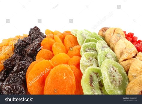 Dried Fruits Assortment On White Background Health Food Concept Stock