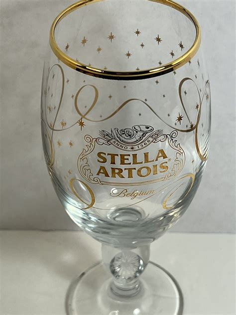 Stella Artois Belgium Stem Glass Gold Rim Logo Limited Edition Anno 1366