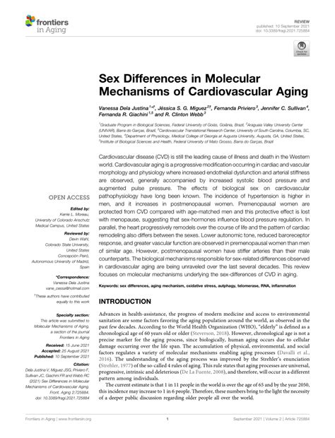 Pdf Sex Differences In Molecular Mechanisms Of Cardiovascular Aging