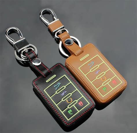 4 5 Buttons Smart Car Key Covers Luminous Leather Car Covers Case