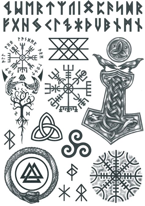 Viking Tattoo Set 2 Norse Tattoos Viking Temporary Tattoo Set