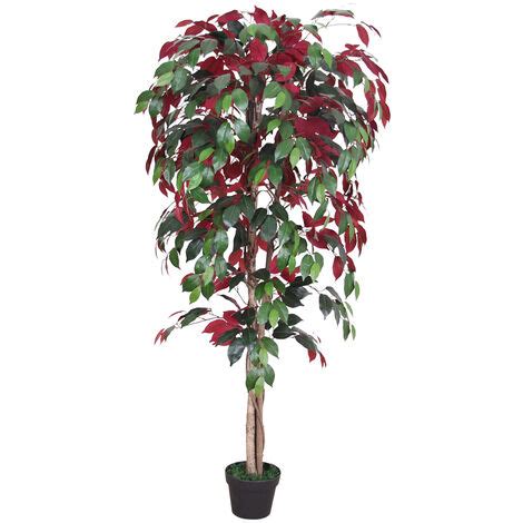 Rouge Ficus Benjamina Plante Arbre Artificielle Artificiel 150cm Decovego