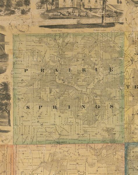 Prairie Springs Iowa 1867 Old Town Map Custom Print Jackson Co