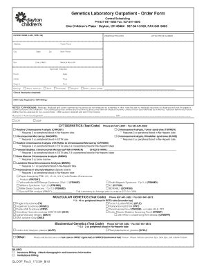 Fillable Online Genetics Laboratory Outpatient Order Form Fax Email