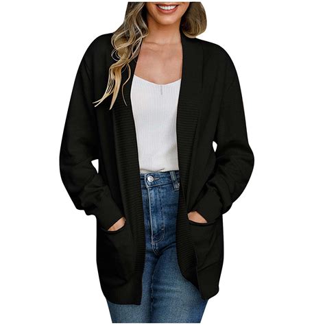 Hapimo Women S Mid Length Loose Cardigan With Pocket Casual Relaxed