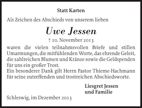 Traueranzeigen Von Uwe Jessen Sh Z Trauer