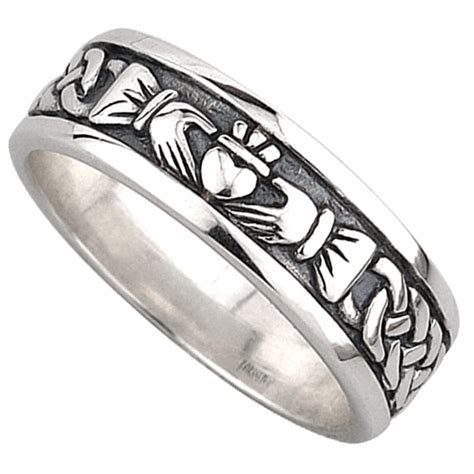 Claddagh Ring Men S Sterling Silver Celtic Claddagh Wedding Band At