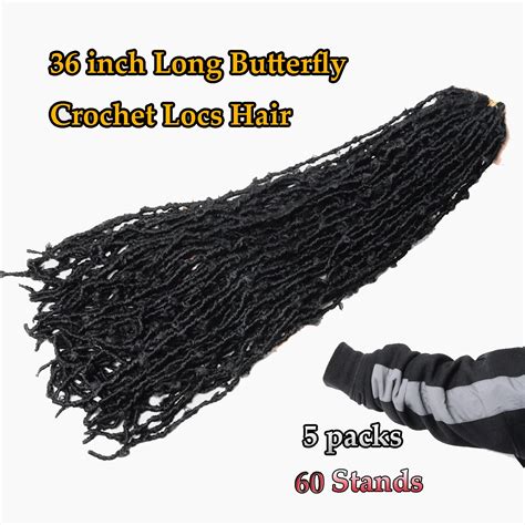 36 Inch Butterfly Crochet Hair 5 Packs Long Faux Locs Crochet Braids