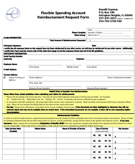 Free Sample Reimbursement Request Forms In Ms Word Pdf