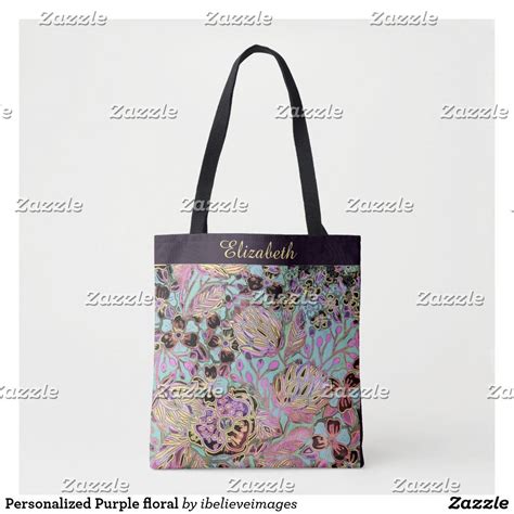 Personalized Purple Floral Tote Bag Tote Bag Bags Floral Tote Bags