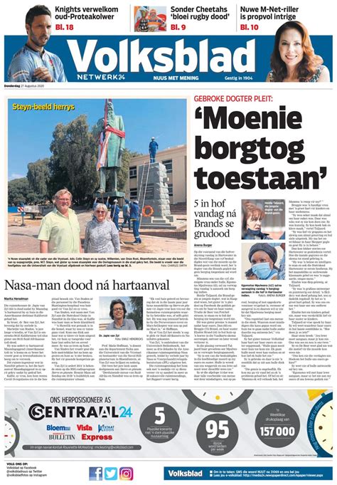 Volksblad August 27 2020 Newspaper Get Your Digital Subscription