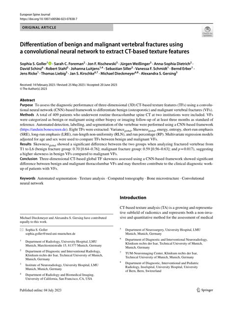 PDF Differentiation Of Benign And Malignant Vertebral Fractures Using