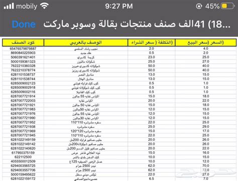 قائمة بضائع السوبر ماركت Kimi Tae