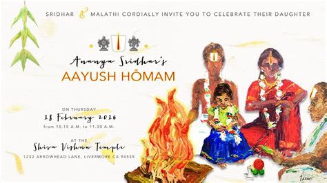 Aayush Homam Invitation Front Iyengar Baby Girl Invite Sample Can Be