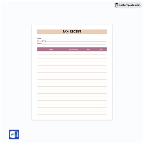 Free Taxi Receipt Templates Word Excel