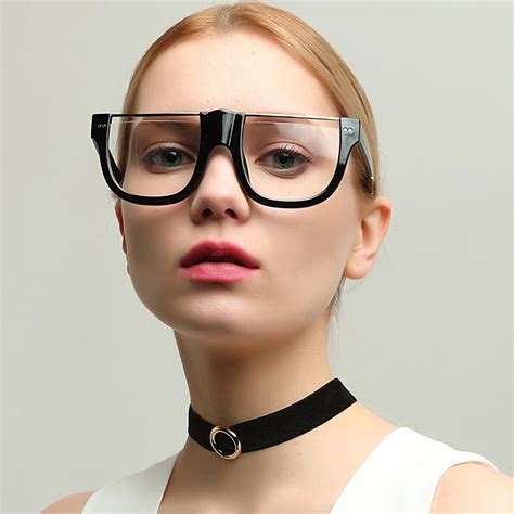 New half frame personality glasses unisex big box flat light mirror ...