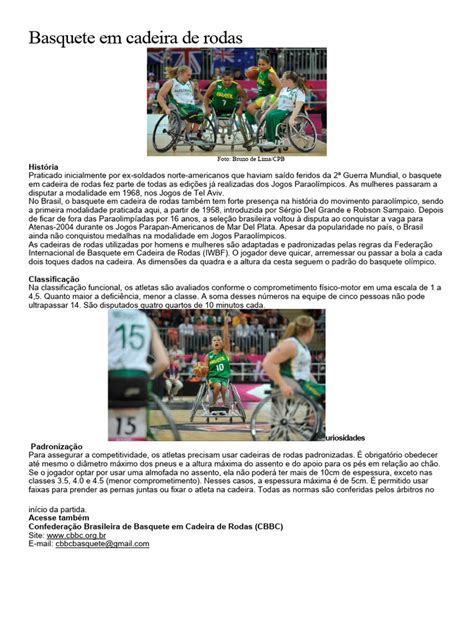 Regras Do Basquete De Cadeira De Rodas - História e Regras do Basquete em Cadeira de Rodas | PDF